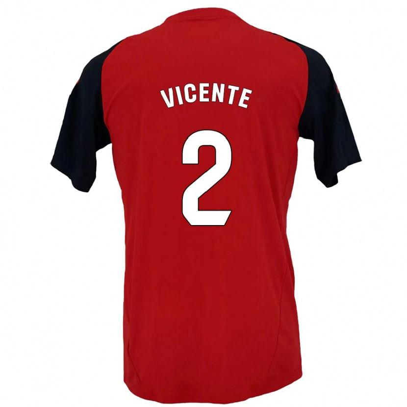 Danxen Donna Maglia David Vicente #2 Rosso Nero Kit Gara Home 2024/25 Maglietta