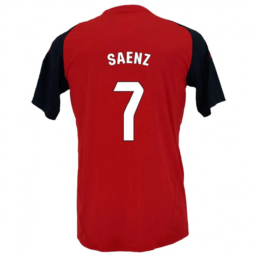 Danxen Donna Maglia Raúl Sáenz #7 Rosso Nero Kit Gara Home 2024/25 Maglietta