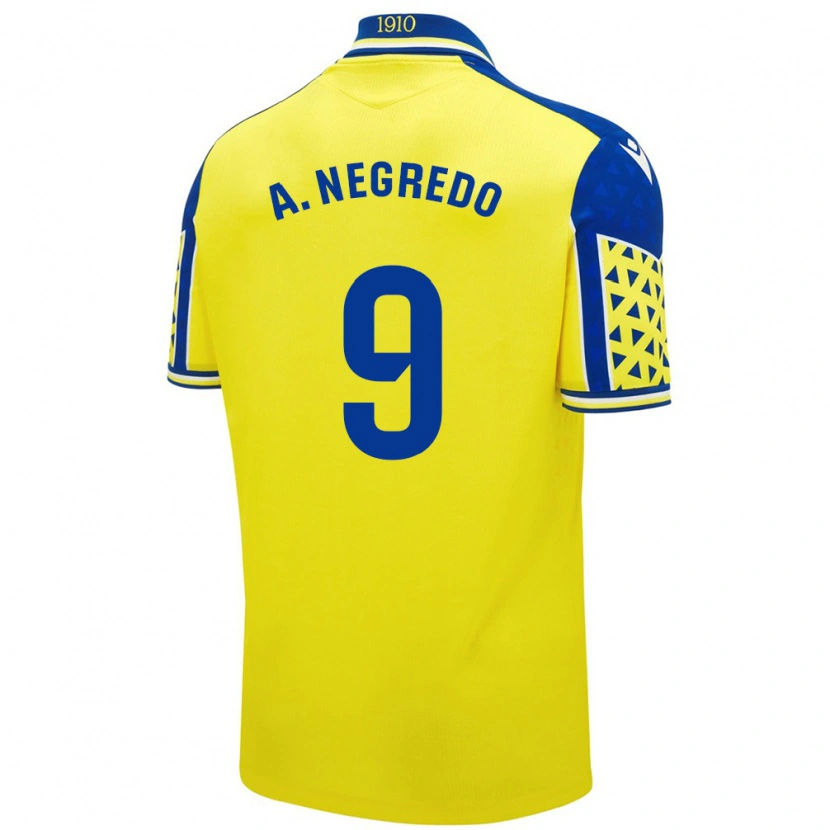 Danxen Donna Maglia Álvaro Negredo #9 Giallo Blu Kit Gara Home 2024/25 Maglietta