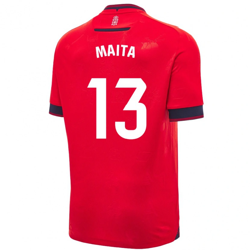 Danxen Donna Maglia Maitane Zalba Irañeta #13 Rosso Bianco Kit Gara Home 2024/25 Maglietta