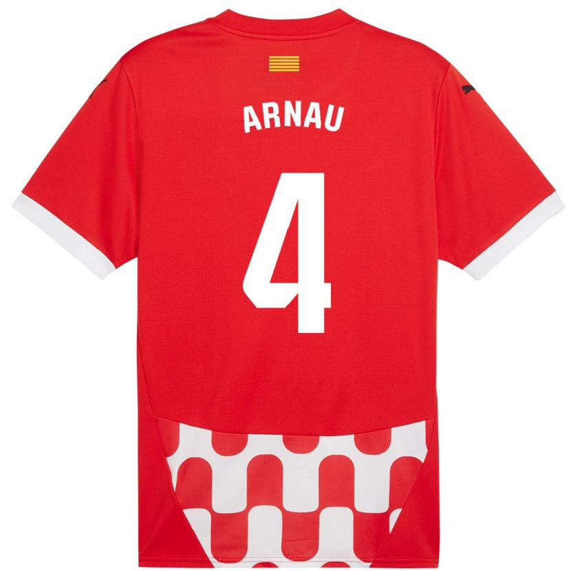 Danxen Donna Maglia Arnau Martínez #4 Rosso Bianco Kit Gara Home 2024/25 Maglietta