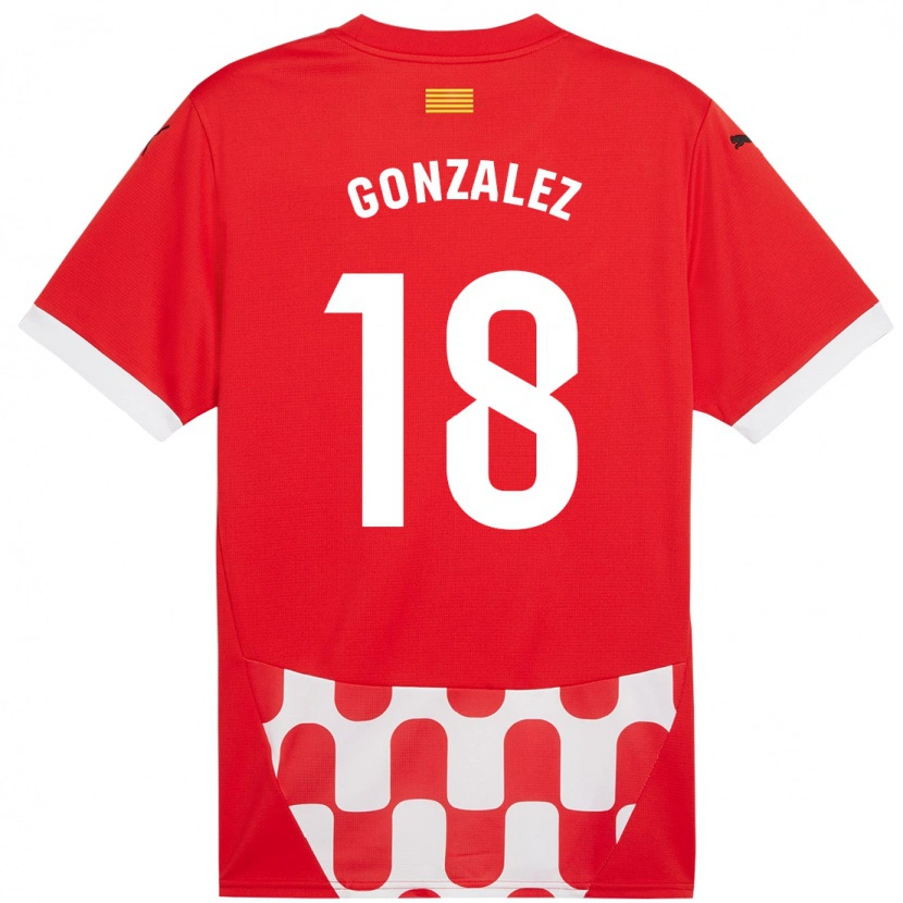 Danxen Donna Maglia Gerard González #18 Rosso Bianco Kit Gara Home 2024/25 Maglietta