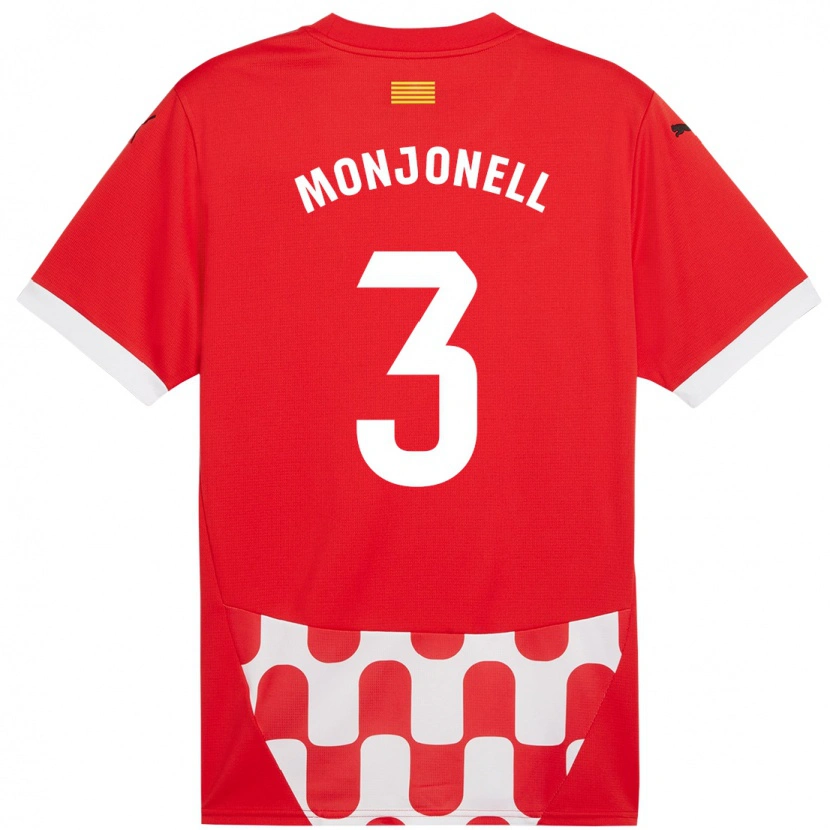 Danxen Donna Maglia Eric Monjonell #3 Rosso Bianco Kit Gara Home 2024/25 Maglietta