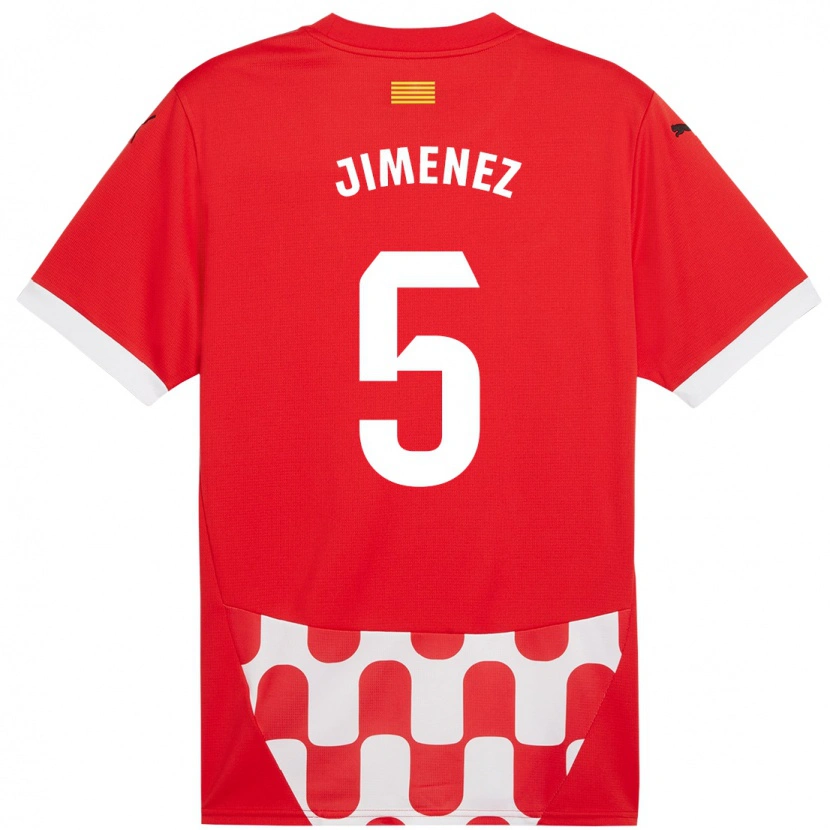 Danxen Donna Maglia Ángela Jiménez #5 Rosso Bianco Kit Gara Home 2024/25 Maglietta