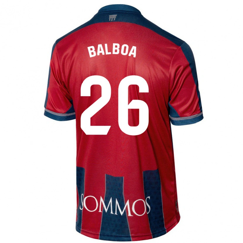 Danxen Donna Maglia Álex Balboa #26 Rosso Blu Kit Gara Home 2024/25 Maglietta