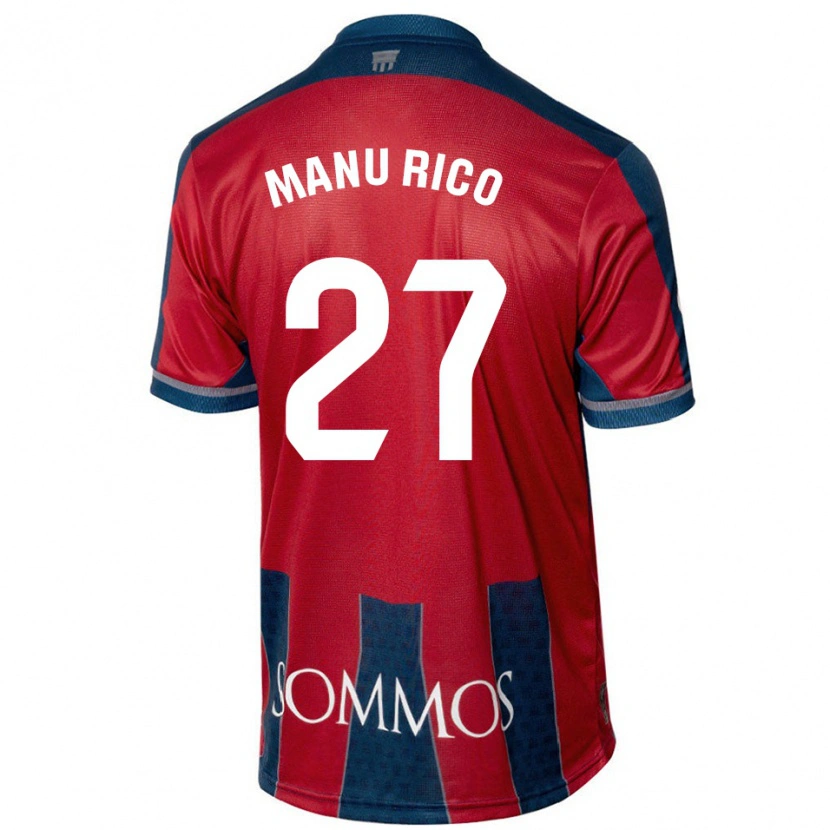 Danxen Donna Maglia Manu Rico #27 Rosso Blu Kit Gara Home 2024/25 Maglietta