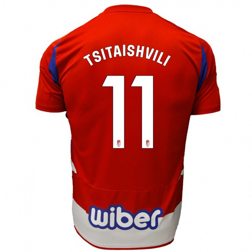 Danxen Donna Maglia Georgiy Tsitaishvili #11 Rosso Bianco Blu Kit Gara Home 2024/25 Maglietta