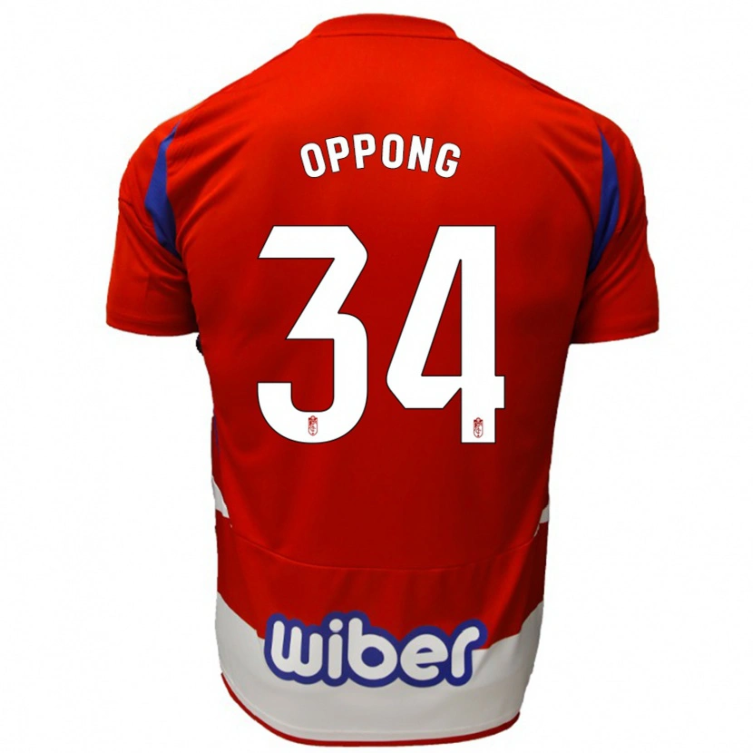 Danxen Donna Maglia Oscar Naasei Oppong #34 Rosso Bianco Blu Kit Gara Home 2024/25 Maglietta