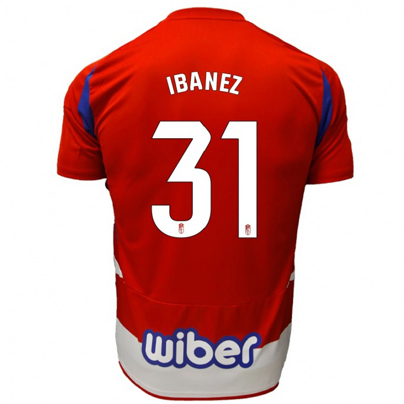 Danxen Donna Maglia Alba Ibáñez #31 Rosso Bianco Blu Kit Gara Home 2024/25 Maglietta