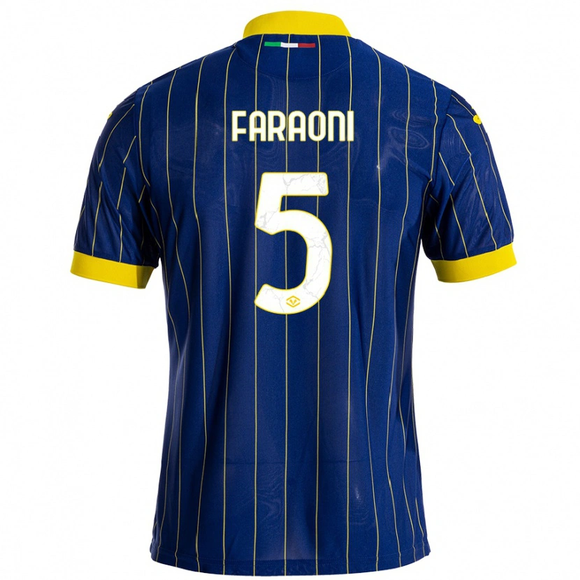 Danxen Donna Maglia Davide Faraoni #5 Blu Giallo Kit Gara Home 2024/25 Maglietta