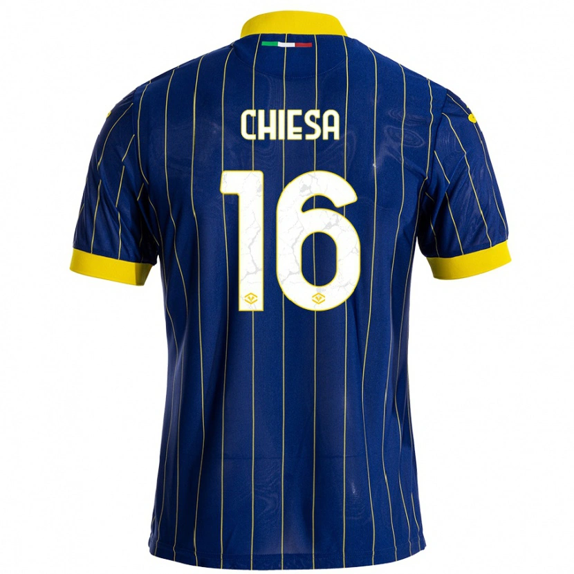 Danxen Donna Maglia Mattia Chiesa #16 Blu Giallo Kit Gara Home 2024/25 Maglietta