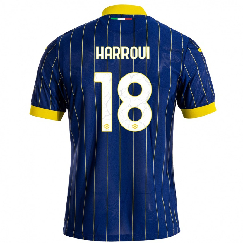Danxen Donna Maglia Abdou Harroui #18 Blu Giallo Kit Gara Home 2024/25 Maglietta