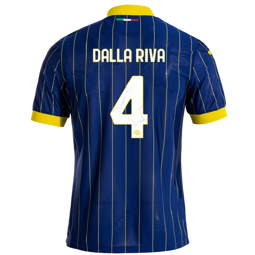 Danxen Donna Maglia Stefano Dalla Riva #4 Blu Giallo Kit Gara Home 2024/25 Maglietta