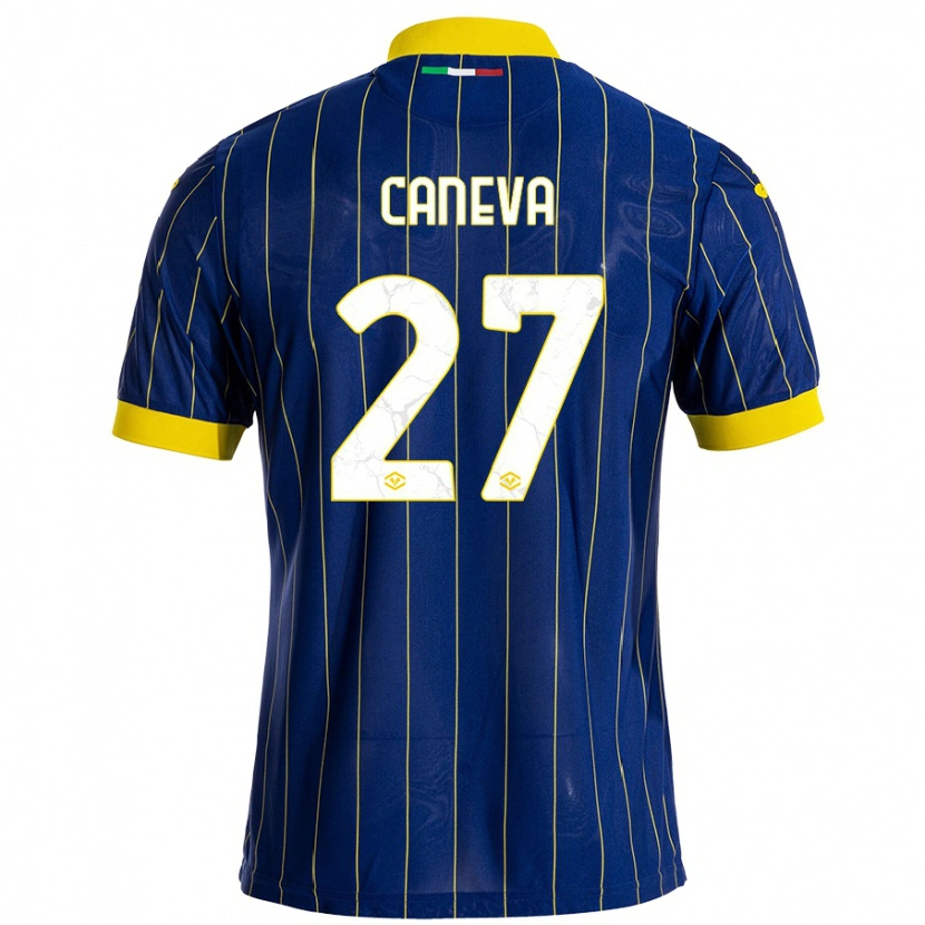 Danxen Donna Maglia Elia Caneva #27 Blu Giallo Kit Gara Home 2024/25 Maglietta