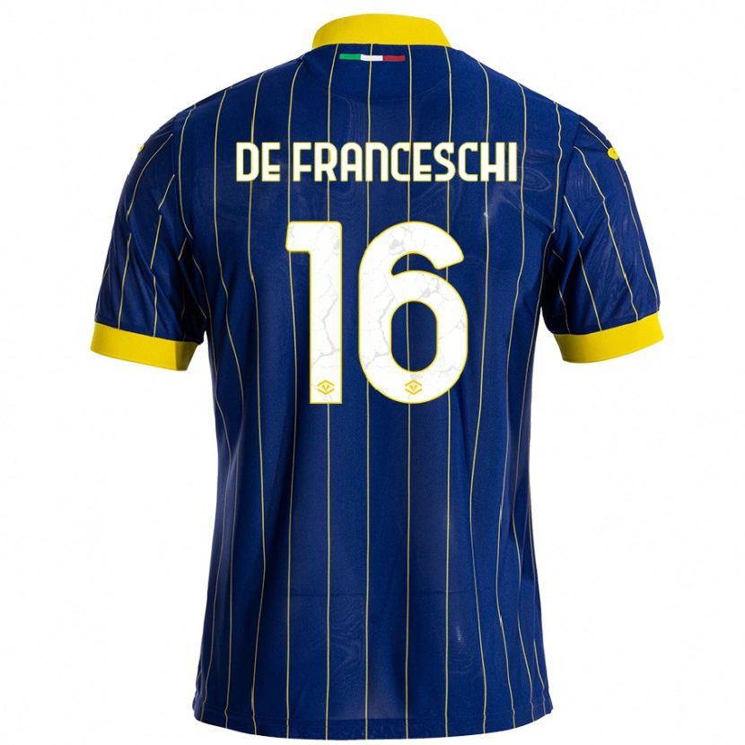 Danxen Donna Maglia Edoardo De Franceschi #16 Blu Giallo Kit Gara Home 2024/25 Maglietta