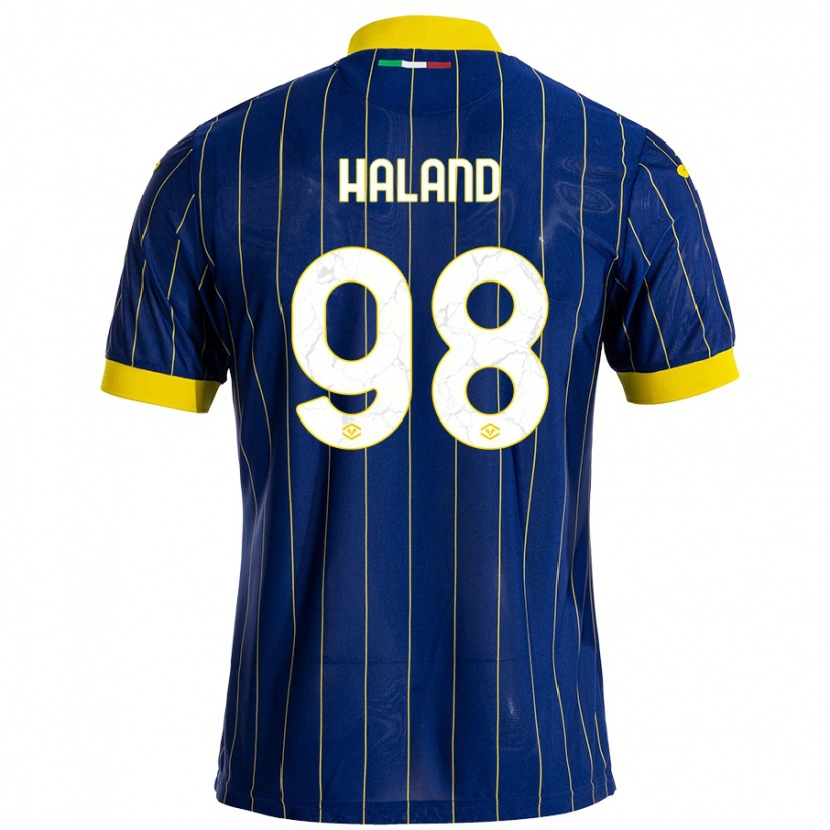Danxen Donna Maglia Benedicte Iversen Håland #98 Blu Giallo Kit Gara Home 2024/25 Maglietta