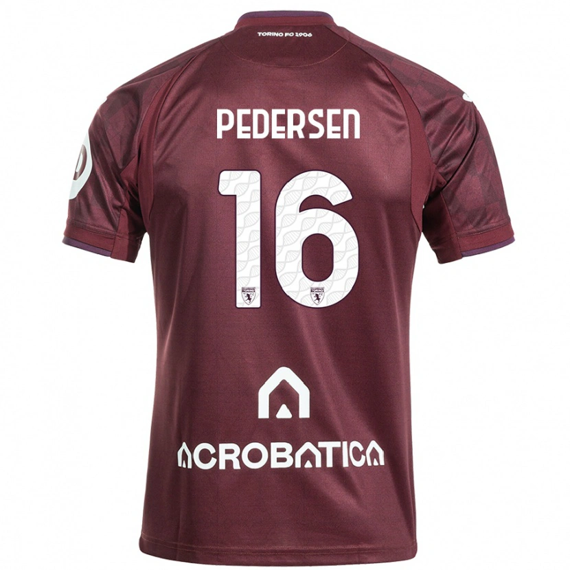 Danxen Donna Maglia Marcus Pedersen #16 Marrone Bianco Kit Gara Home 2024/25 Maglietta