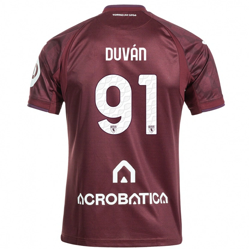 Danxen Donna Maglia Duván Zapata #91 Marrone Bianco Kit Gara Home 2024/25 Maglietta