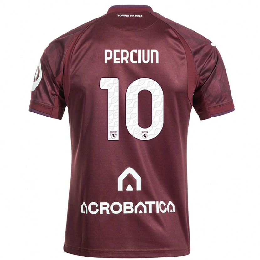 Danxen Donna Maglia Sergiu Perciun #10 Marrone Bianco Kit Gara Home 2024/25 Maglietta