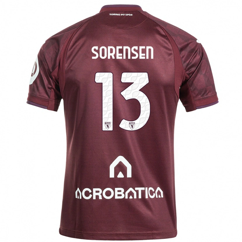 Danxen Donna Maglia Ben Sørensen #13 Marrone Bianco Kit Gara Home 2024/25 Maglietta