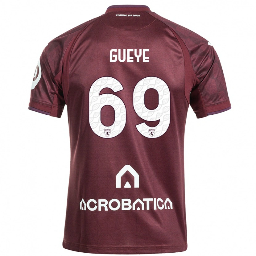 Danxen Donna Maglia Ousmane Gueye #69 Marrone Bianco Kit Gara Home 2024/25 Maglietta