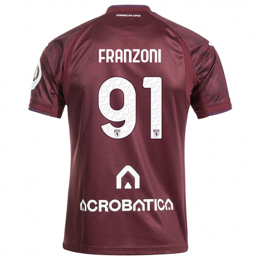 Danxen Donna Maglia Nicolò Franzoni #91 Marrone Bianco Kit Gara Home 2024/25 Maglietta
