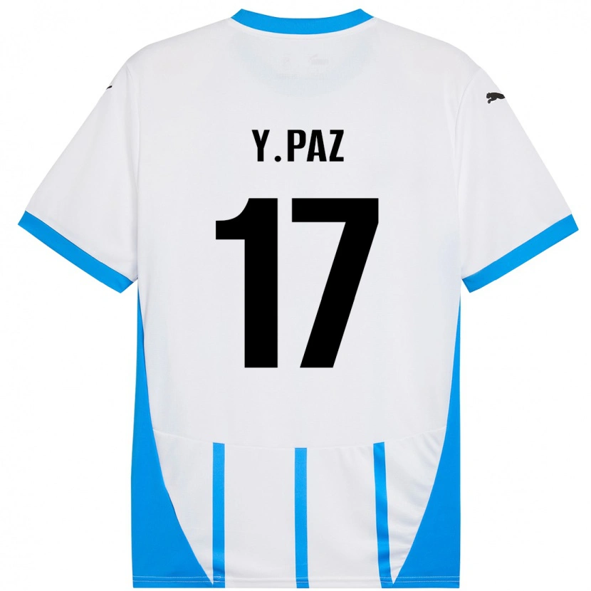 Danxen Donna Maglia Yeferson Paz #17 Bianco Blu Kit Gara Away 2024/25 Maglietta