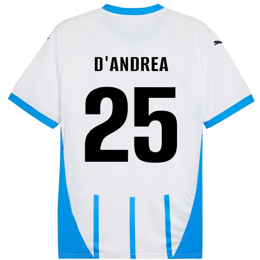 Danxen Donna Maglia Luca D'andrea #25 Bianco Blu Kit Gara Away 2024/25 Maglietta