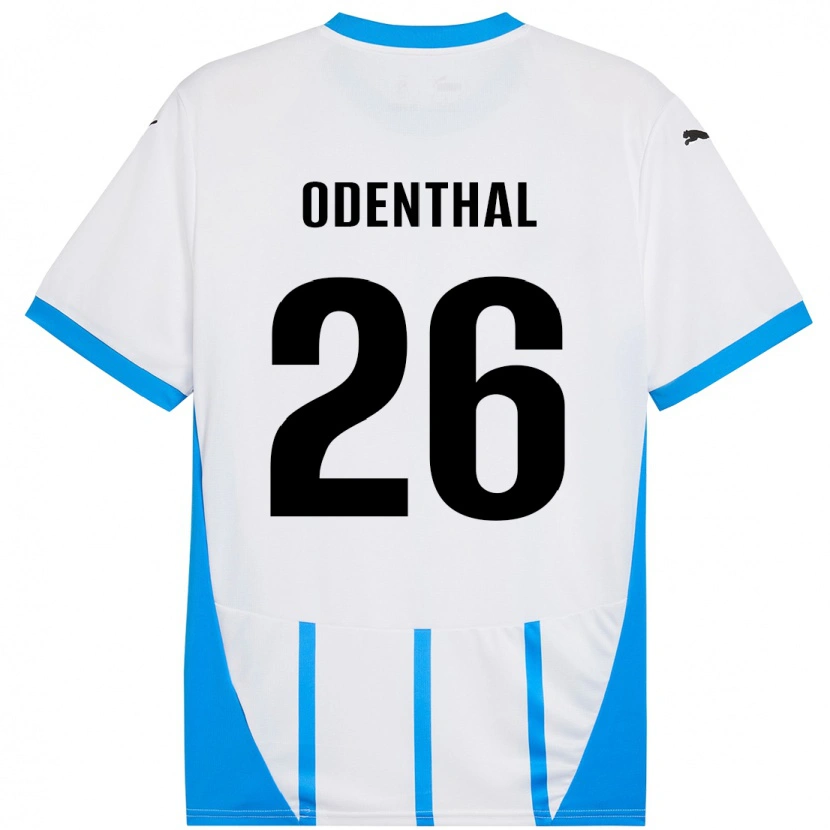 Danxen Donna Maglia Cas Odenthal #26 Bianco Blu Kit Gara Away 2024/25 Maglietta