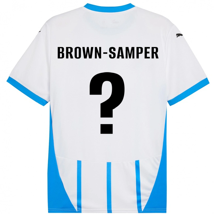 Danxen Donna Maglia Isaac Brown-Samper #0 Bianco Blu Kit Gara Away 2024/25 Maglietta