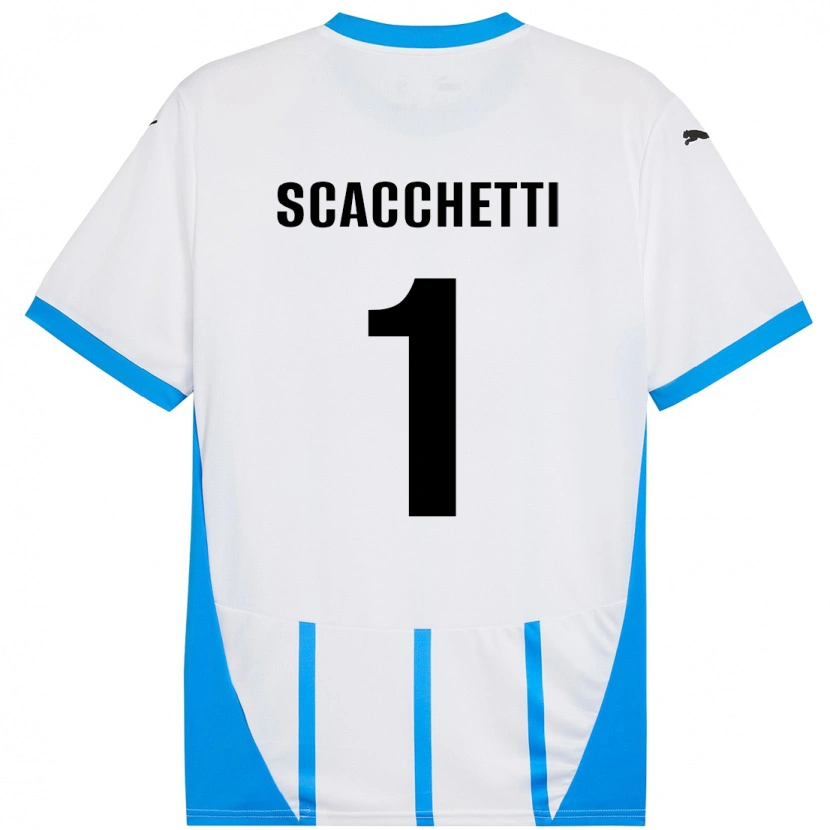 Danxen Donna Maglia Alessandro Scacchetti #1 Bianco Blu Kit Gara Away 2024/25 Maglietta