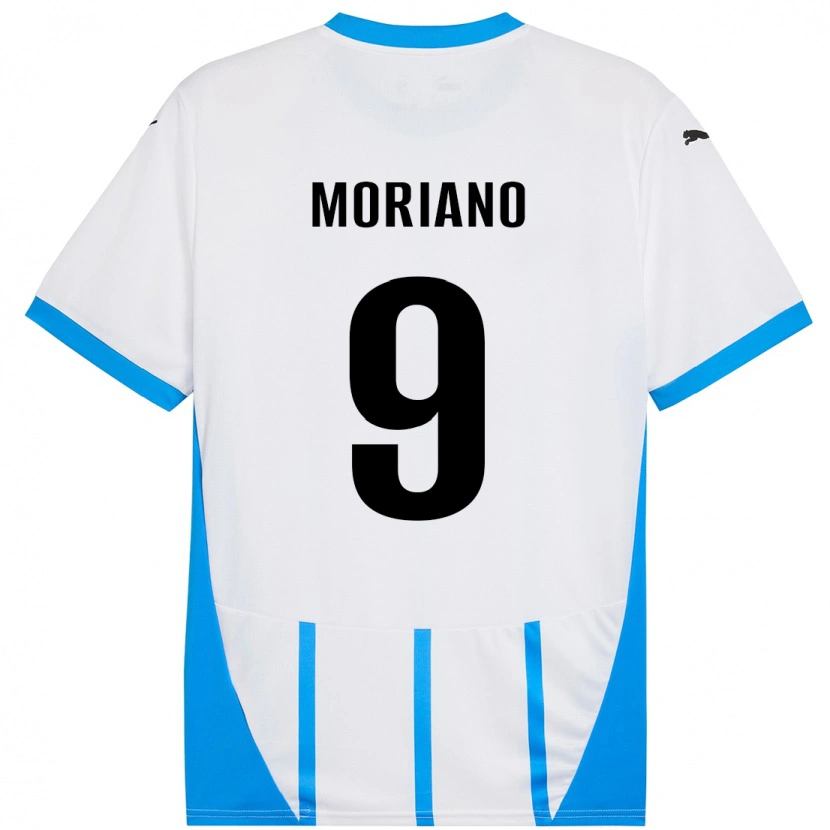 Danxen Donna Maglia Andrea Moriano #9 Bianco Blu Kit Gara Away 2024/25 Maglietta