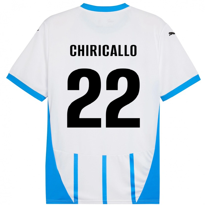 Danxen Donna Maglia Giovanni Chiricallo #22 Bianco Blu Kit Gara Away 2024/25 Maglietta