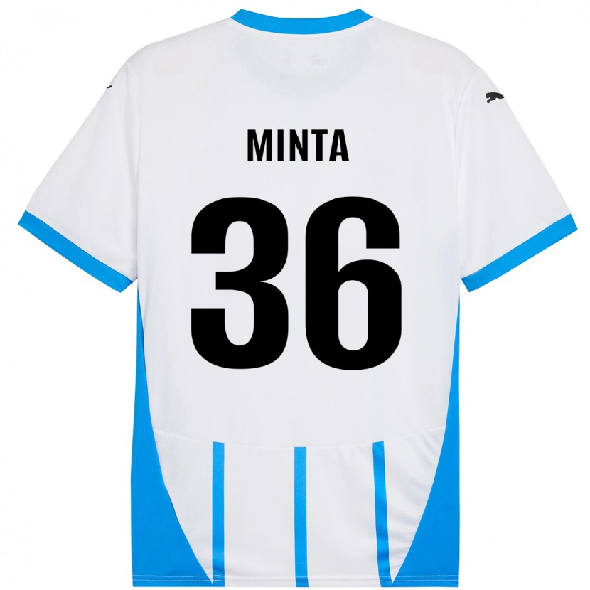 Danxen Donna Maglia Amoako Minta #36 Bianco Blu Kit Gara Away 2024/25 Maglietta
