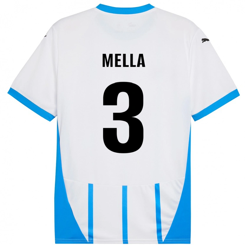 Danxen Donna Maglia Sara Mella #3 Bianco Blu Kit Gara Away 2024/25 Maglietta