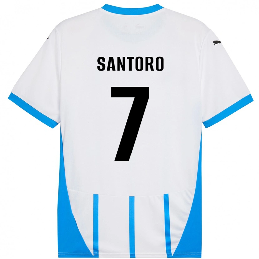 Danxen Donna Maglia Erika Santoro #7 Bianco Blu Kit Gara Away 2024/25 Maglietta