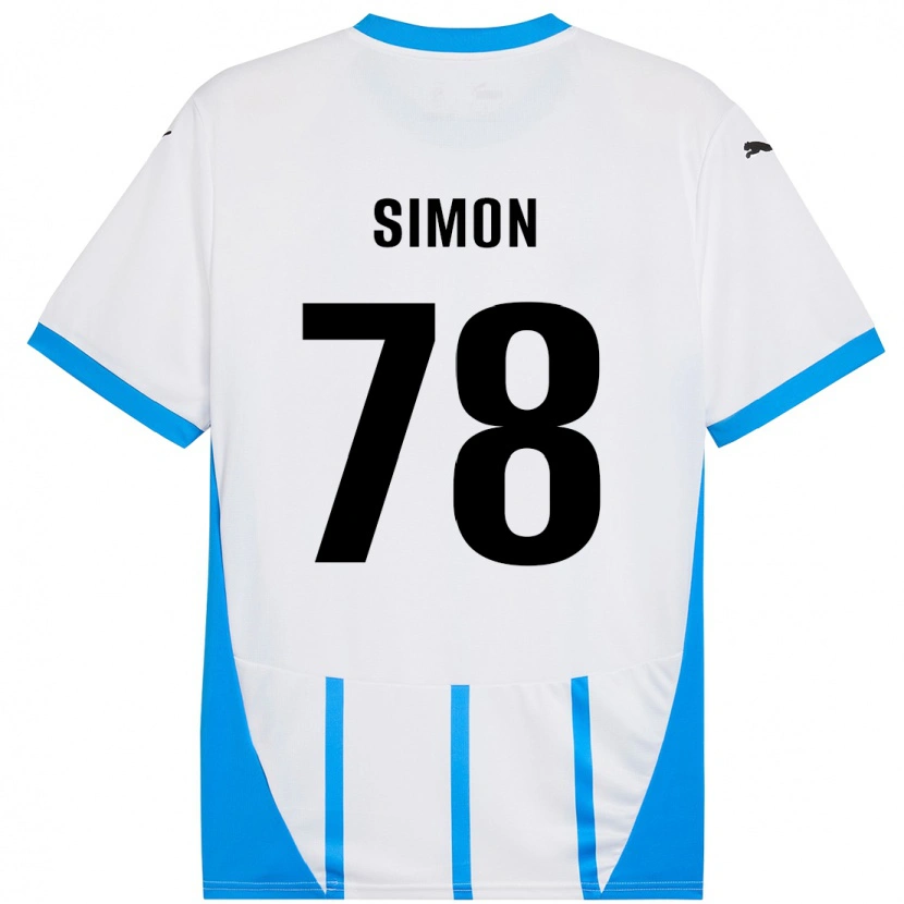 Danxen Donna Maglia Bénédicte Simon #78 Bianco Blu Kit Gara Away 2024/25 Maglietta