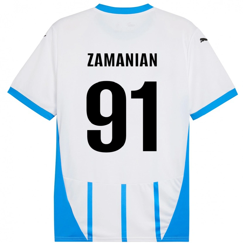 Danxen Donna Maglia Annahita Zamanian #91 Bianco Blu Kit Gara Away 2024/25 Maglietta