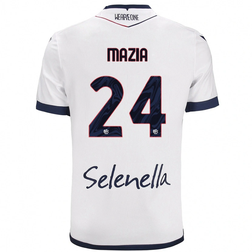 Danxen Donna Maglia Andrea Mazia #24 Bianco Blu Reale Kit Gara Away 2024/25 Maglietta