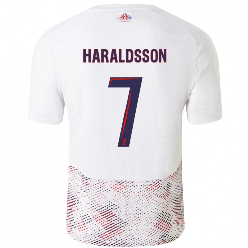 Danxen Donna Maglia Hákon Arnar Haraldsson #7 Bianco Blu Reale Kit Gara Away 2024/25 Maglietta
