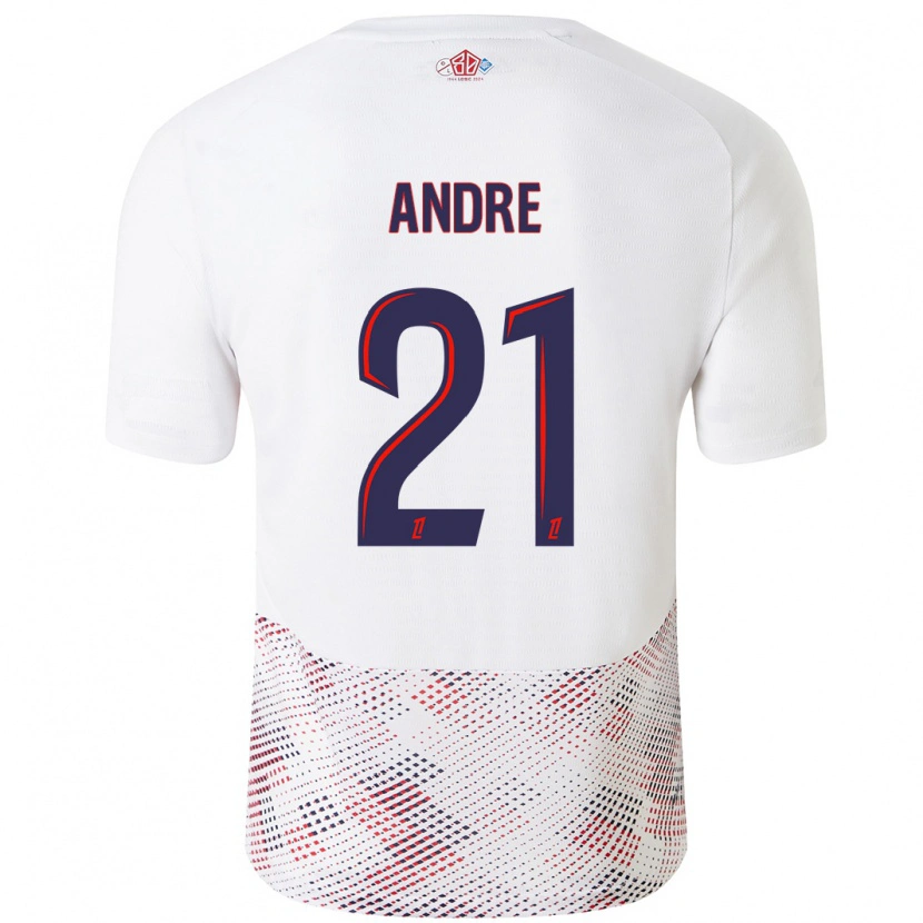 Danxen Donna Maglia Benjamin André #21 Bianco Blu Reale Kit Gara Away 2024/25 Maglietta