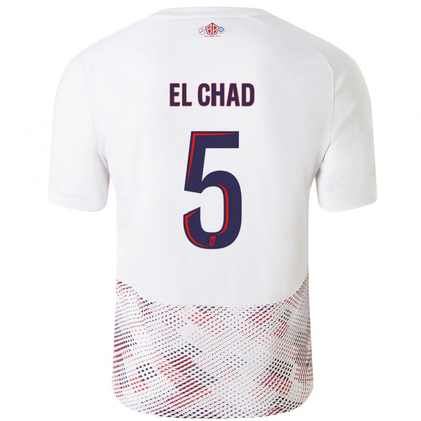 Danxen Donna Maglia Nesryne El Chad #5 Bianco Blu Reale Kit Gara Away 2024/25 Maglietta