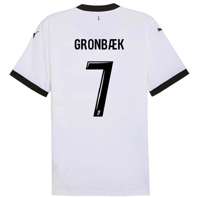 Danxen Donna Maglia Albert Grønbaek #7 Bianco Nero Kit Gara Away 2024/25 Maglietta