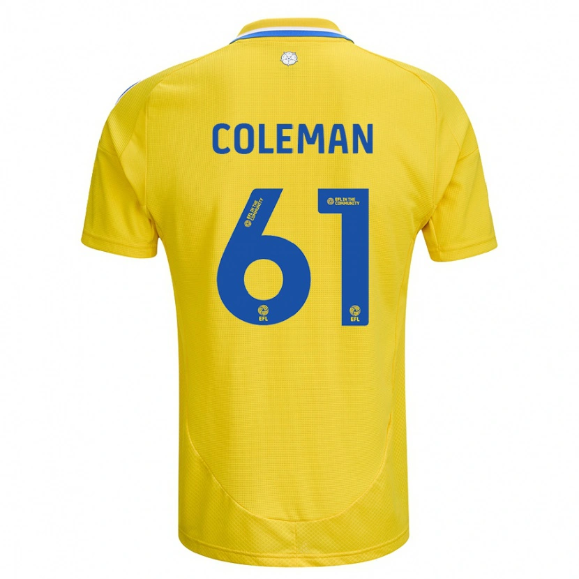 Danxen Donna Maglia Cian Coleman #61 Giallo Blu Kit Gara Away 2024/25 Maglietta