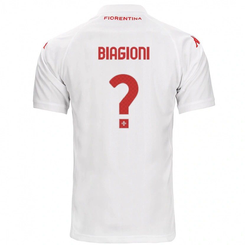 Danxen Donna Maglia Lorenzo Biagioni #0 Bianco Kit Gara Away 2024/25 Maglietta