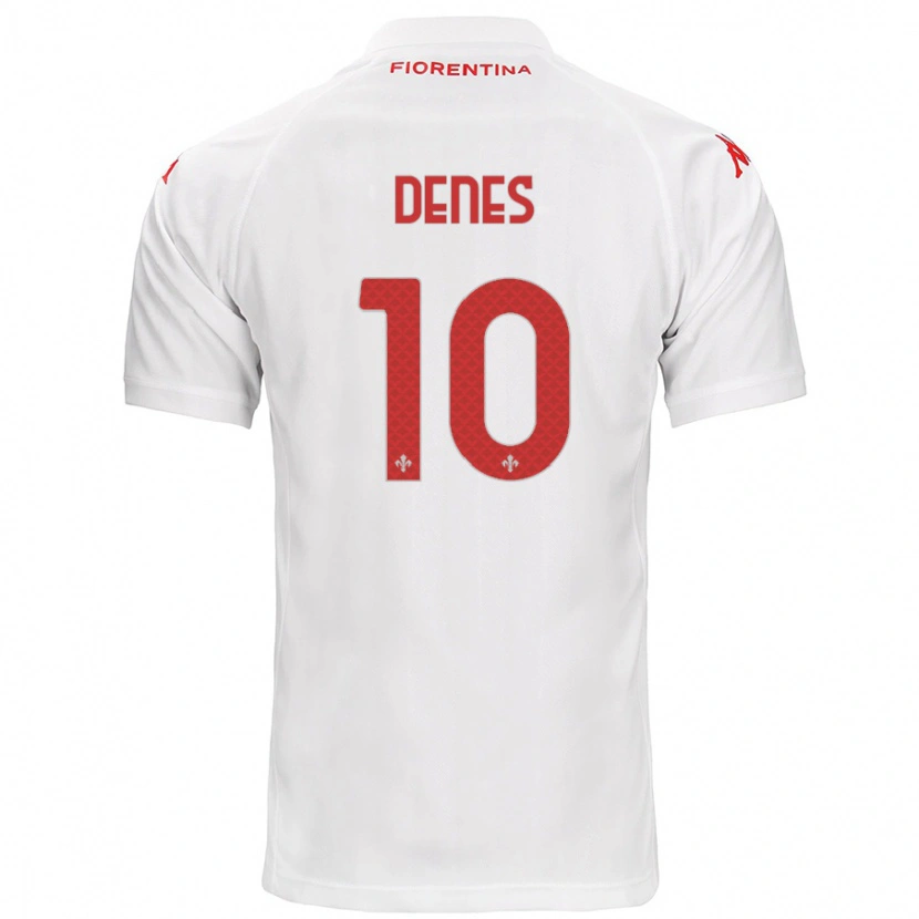 Danxen Donna Maglia Adrián Dénes #10 Bianco Kit Gara Away 2024/25 Maglietta