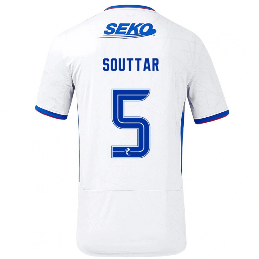 Danxen Donna Maglia John Souttar #5 Bianco Blu Kit Gara Away 2024/25 Maglietta