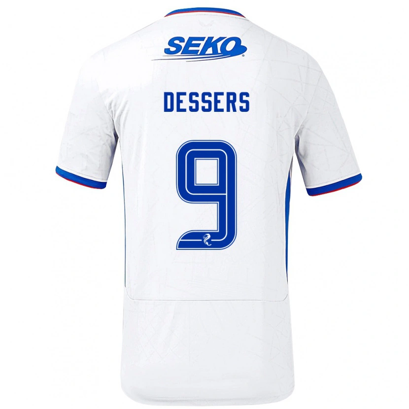 Danxen Donna Maglia Cyriel Dessers #9 Bianco Blu Kit Gara Away 2024/25 Maglietta