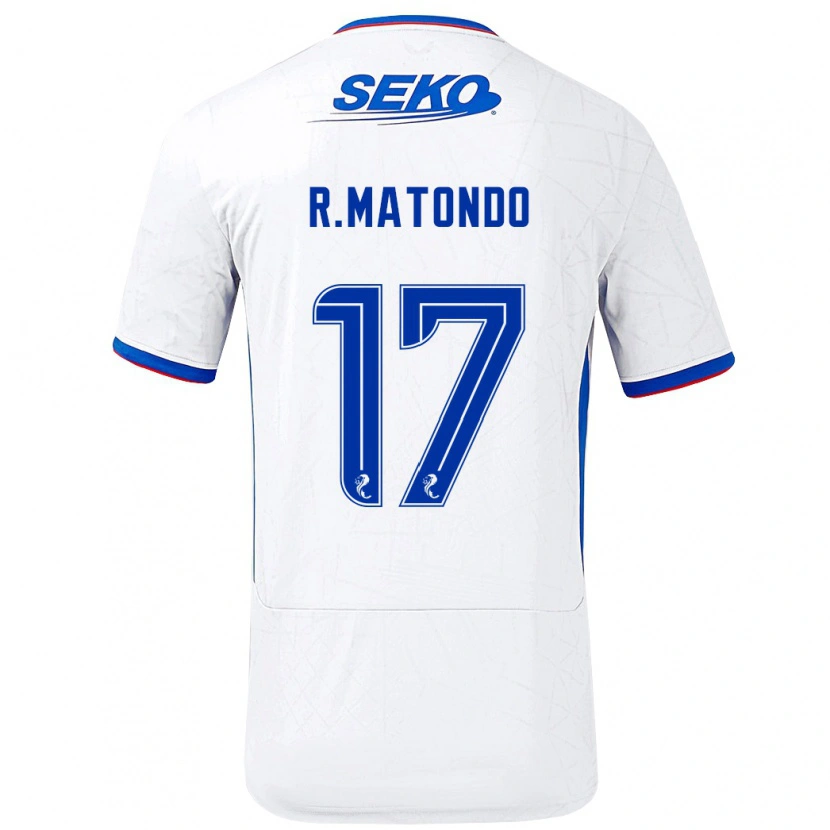 Danxen Donna Maglia Rabbi Matondo #17 Bianco Blu Kit Gara Away 2024/25 Maglietta