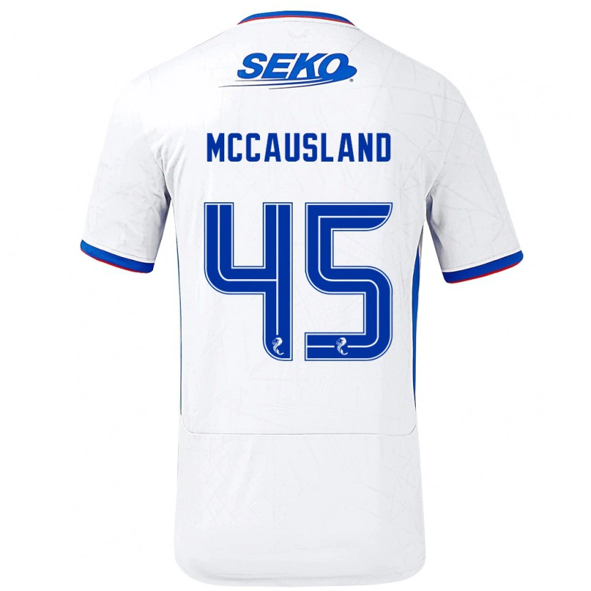 Danxen Donna Maglia Ross Mccausland #45 Bianco Blu Kit Gara Away 2024/25 Maglietta